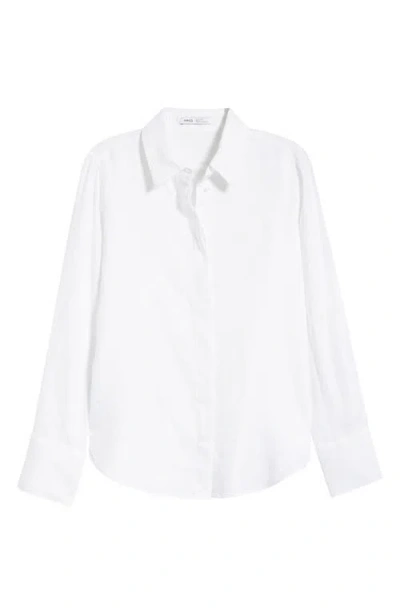 Mango Samara Linen Button-up Shirt In White