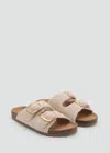 Mango Sandal Textured Buckle Off White In Off White