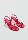 Mango Heeled Sandals With Strap And Buckle Red In Rouge