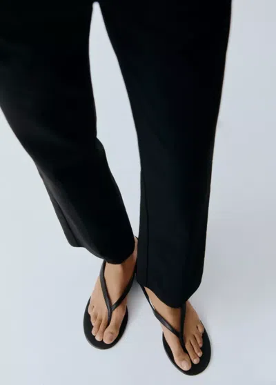 Mango Wedge Leather Sandals In Black