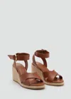 Mango Wedge Sandal With Crisscross Straps Leather