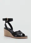 Mango Wedge Sandal With Crisscross Straps Black In Black