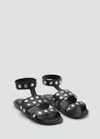 MANGO STUDDED LEATHER SANDALS BLACK