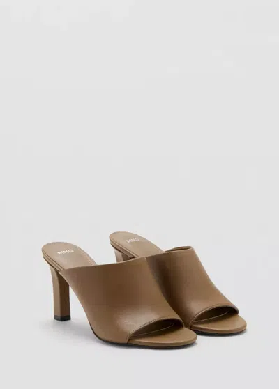 Mango Sandales Cuir Talon In Brown