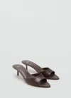 Mango Sandales Cuir Talon Kitten Heel Bordeaux - Femme - 42 -
