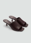 Mango Sandales Cuir Talon Kitten Heel In Chocolat