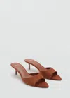Mango Sandales Cuir Talon Kitten Heel Orange Brûlé - Femme - 42 -
