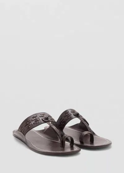 Mango Sandales En Cuir Avec Détail De Coutures In Brown