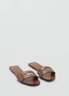 Mango Leather Sandals With A Wide Strap Leather