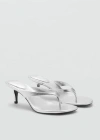 Mango Metallic Heel Sandals Silver In Argent