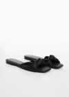 MANGO SQUARE-TOE SANDALS WITH KNOT DETAIL BLACK