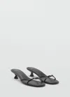 Mango Sandales Talon Détail Boucle Noir - Femme - 40 -