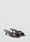 Mango Kitten Heel Sandals Chocolate In Brown