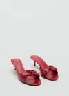Mango Bow Heel Sandals Red In Red