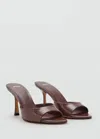 Mango Patent Leather Effect Heeled Sandal Chocolate
