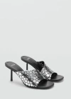 Mango Heeled Sandal With Metallic Decorations Black In Black