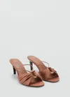 Mango Hardware Detail Slingback Heeled Sandals In Orange