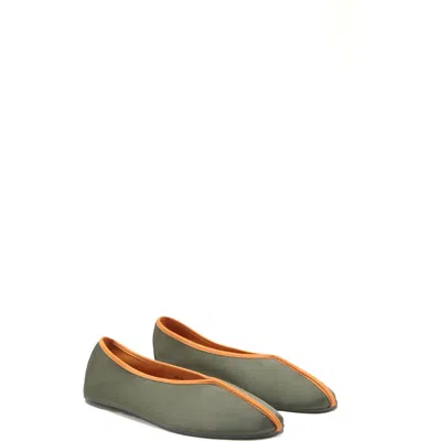 Mango Satin Ballerina Flat In Green