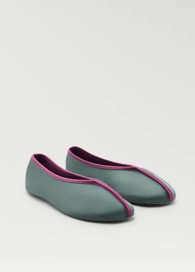 Mango Satin Ballerina With Contrast Piping Mint Green