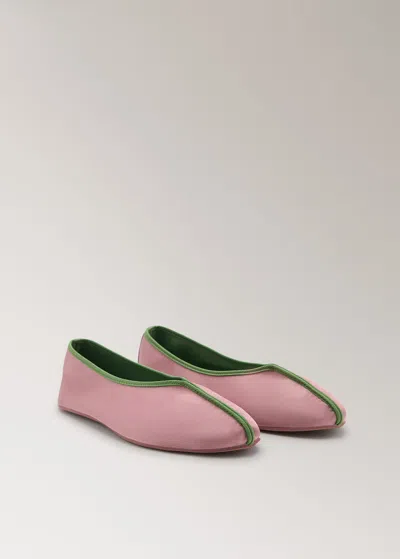 Mango Satin Ballet Flats With Contrast Piping Plum In Pink
