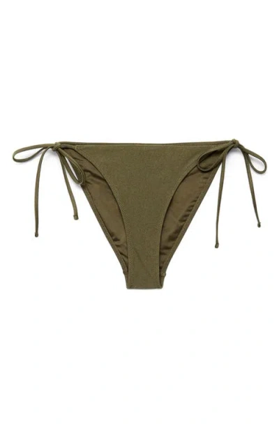 Mango Satin Bikini Bottoms In Green