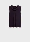 Mango Satin Blouse With Draped Neck Burgundy In Purple