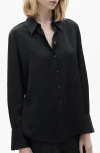 Mango Satin Button-up Shirt In Black