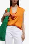 Mango Satin Button-up Shirt In Orange
