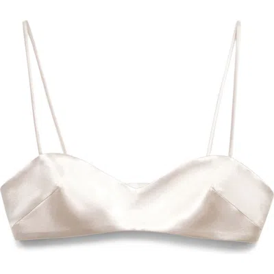 Mango Satin Crop Top In White