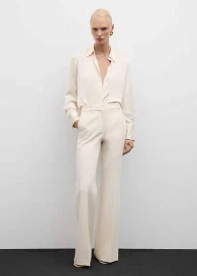 Mango Satin Finish Flowy Shirt Off White In Off White