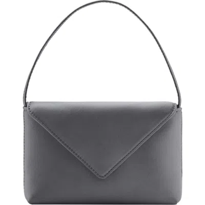 Mango Satin Flap Handbag In Grey