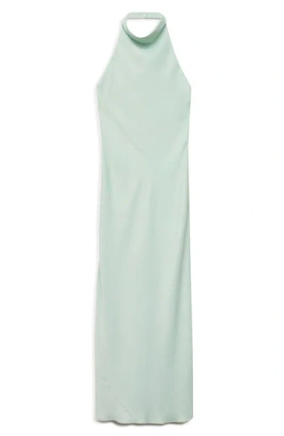 MANGO MANGO SATIN HALTER DRESS