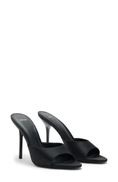 Mango Satin High-heeled Sandal In Black