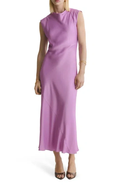 Mango Satin Midi Dress In Purple