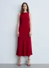 Mango Sleeveless Satin Midi Dress In Wine