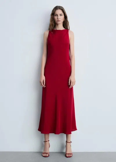 Mango Sleeveless Satin Midi Dress In Wine