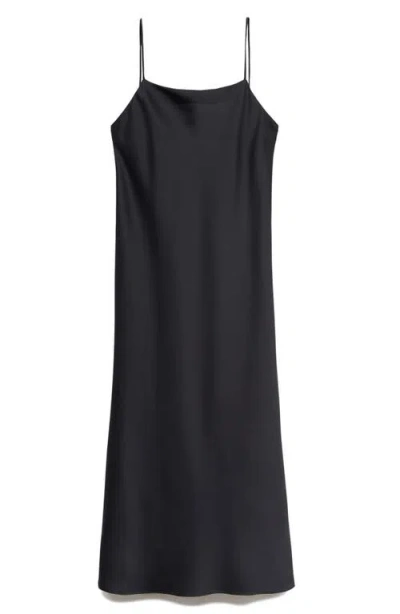 Mango Satin Midi Nightgown In Black