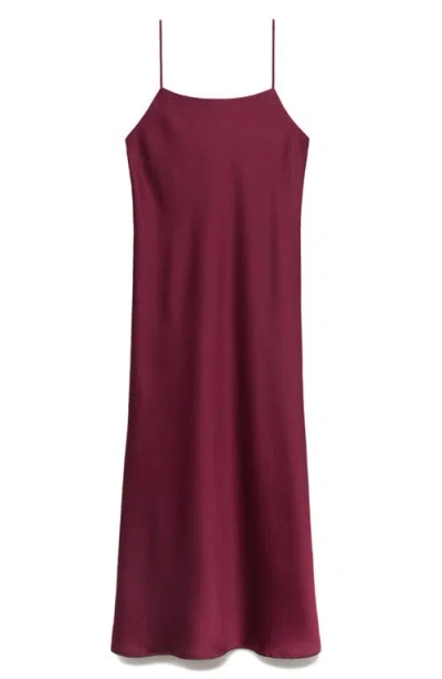 Mango Satin Midi Nightgown In Burgundy