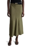 Mango Women's Satin Midi Skirt In Khaki Green
