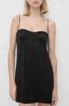 Mango Satin Minidress In Black