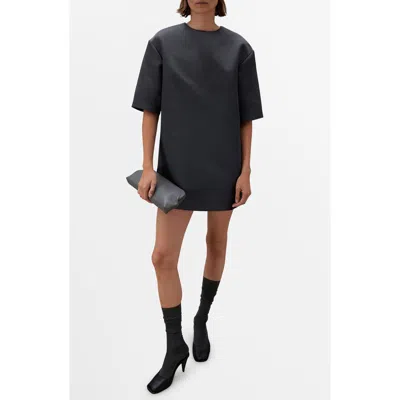 Mango Short Satin Dress Charcoal In Gray