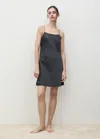 Mango Satin Nightgown With Straps Dark Grey In Dark Grey