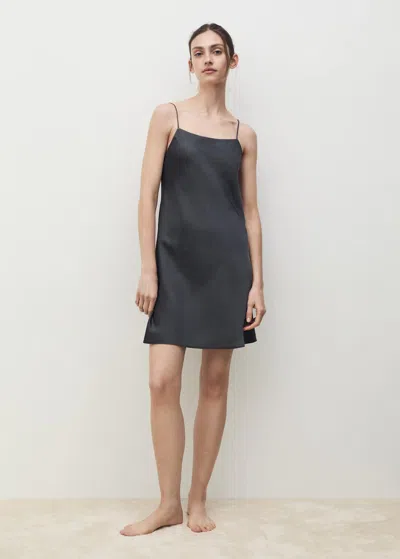 Mango Satin Nightgown With Straps Dark Grey