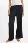 Mango Satin Pajama Pants In Black