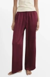 Mango Tarida Frayed Linen Wide Leg Pants In Red