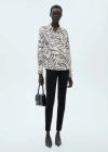 Mango Satin Print Shirt Ecru In Ecru