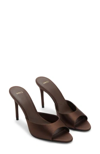 Mango Satin High-heeled Sandal Chocolate In Brown