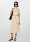 Mango Satin Shirt Dress Beige