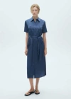 Mango Satin Shirt Dress Blue In Blue