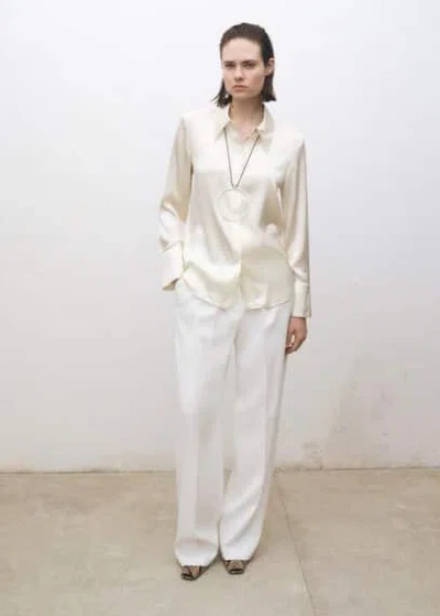 Mango Satin Silk Shirt Off White